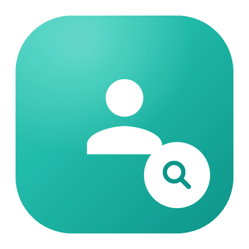 1Lookup skip tracing icon — a person with a search loupe badge