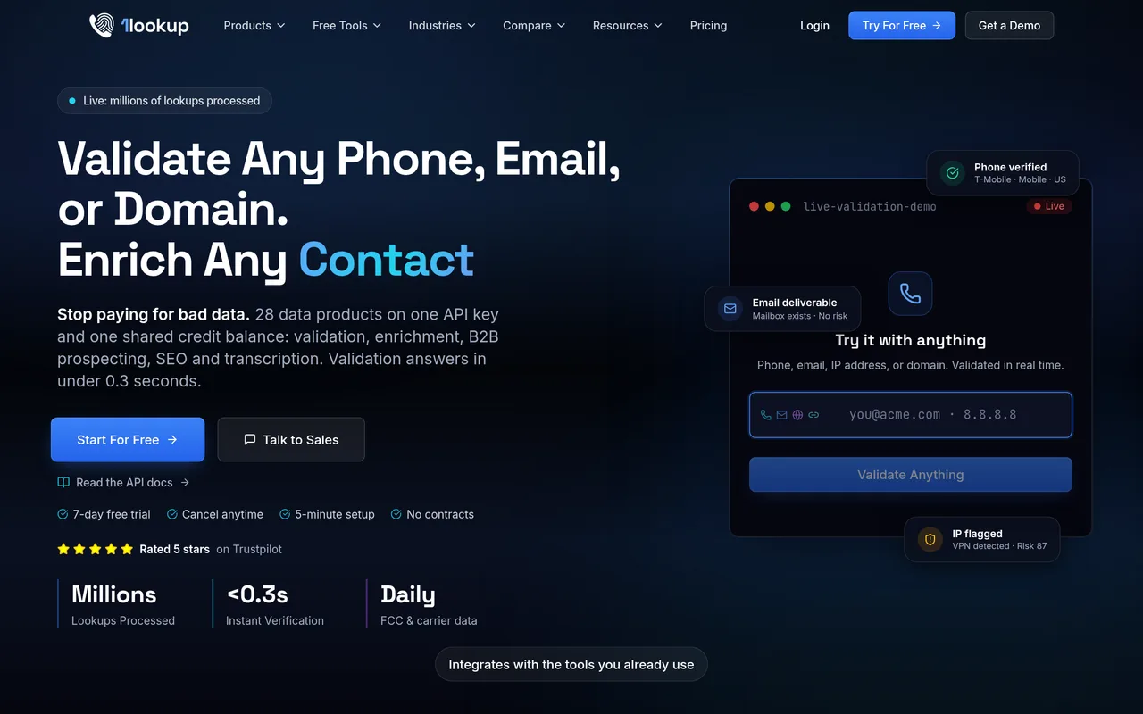 1Lookup homepage