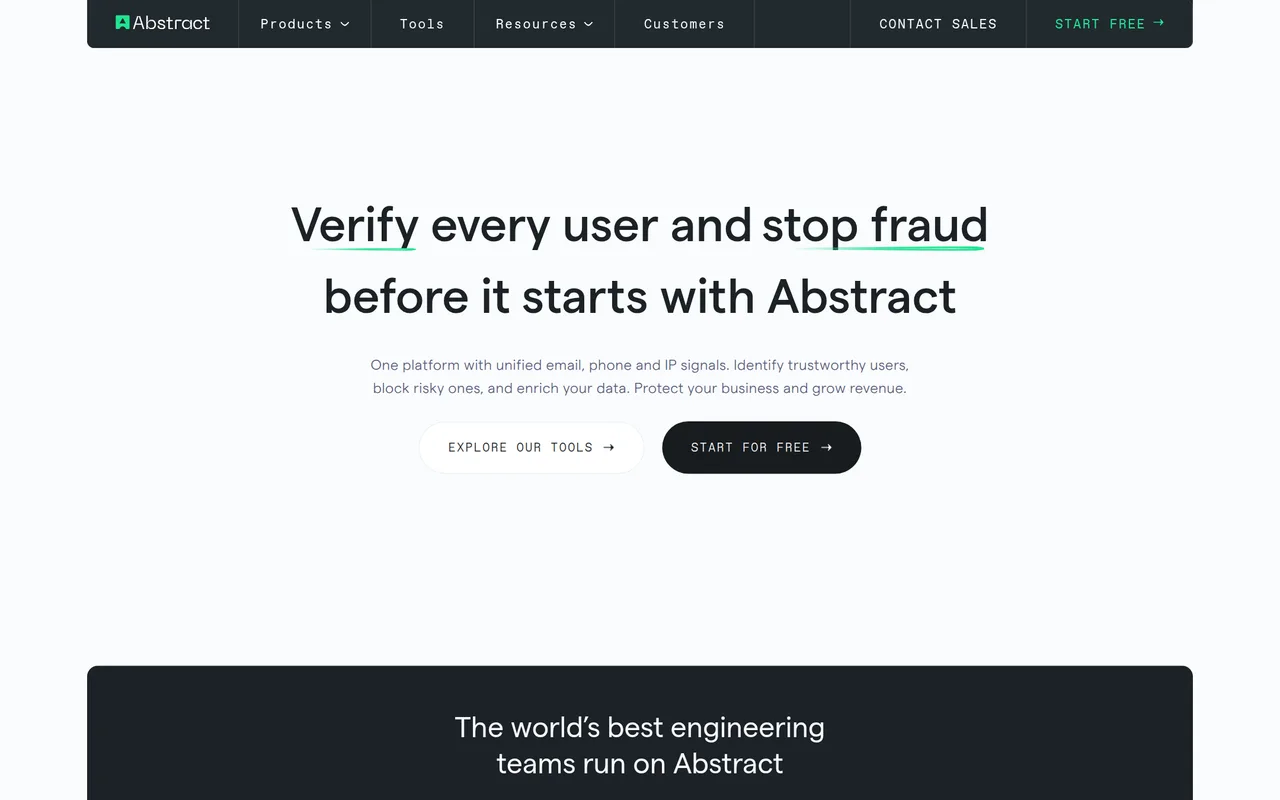 Abstract API homepage