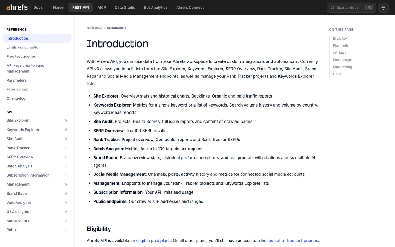 Ahrefs api reference