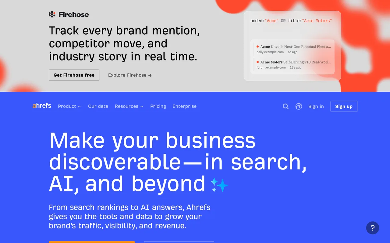 Ahrefs homepage