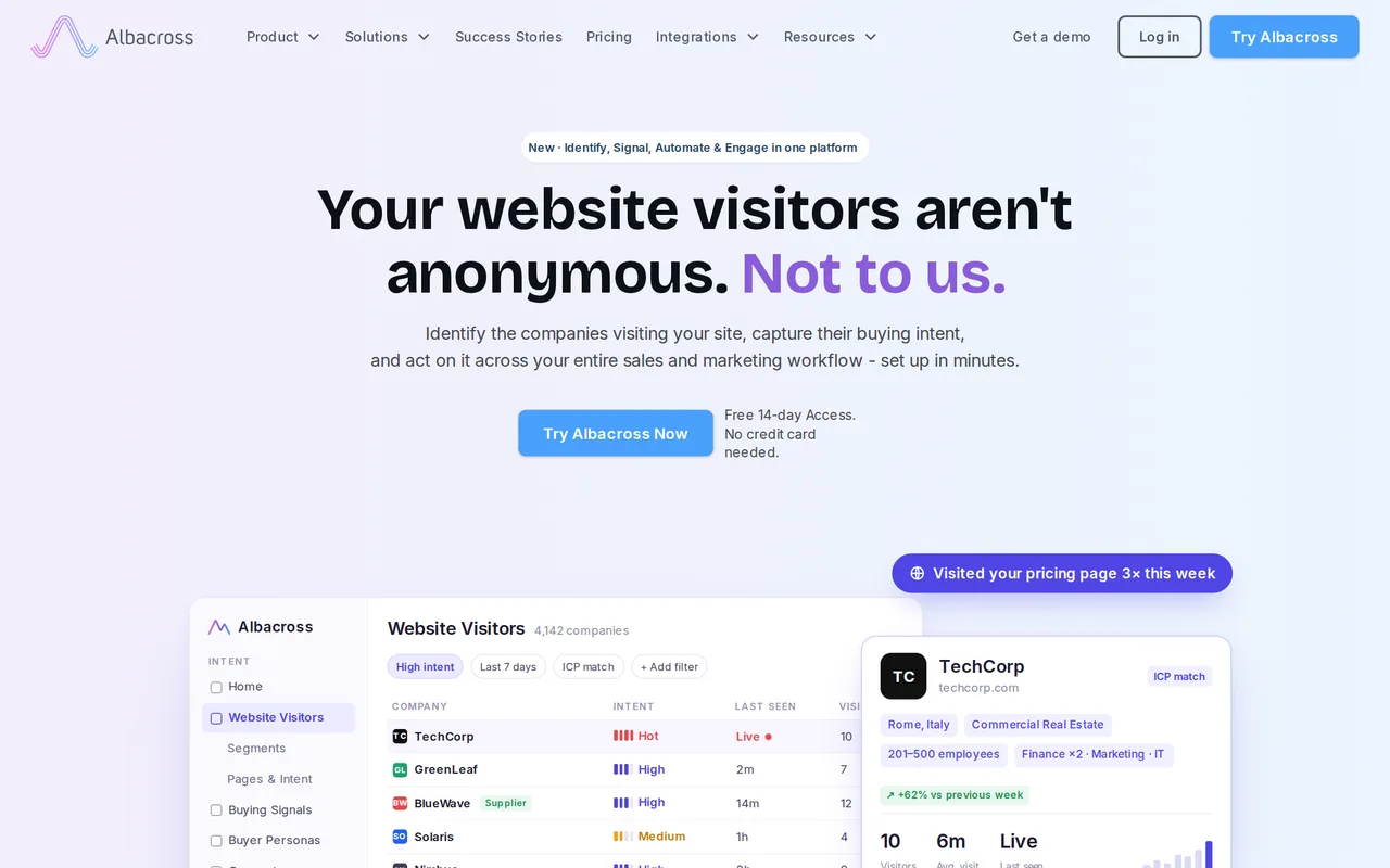 Albacross homepage