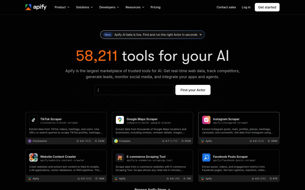 Apify homepage