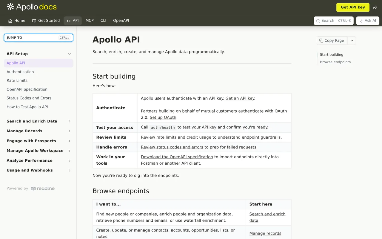 Apollo.io api reference
