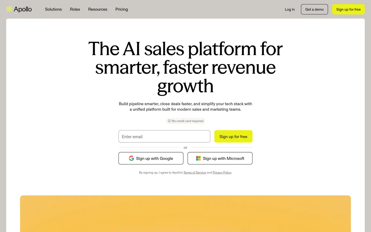 Apollo.io homepage