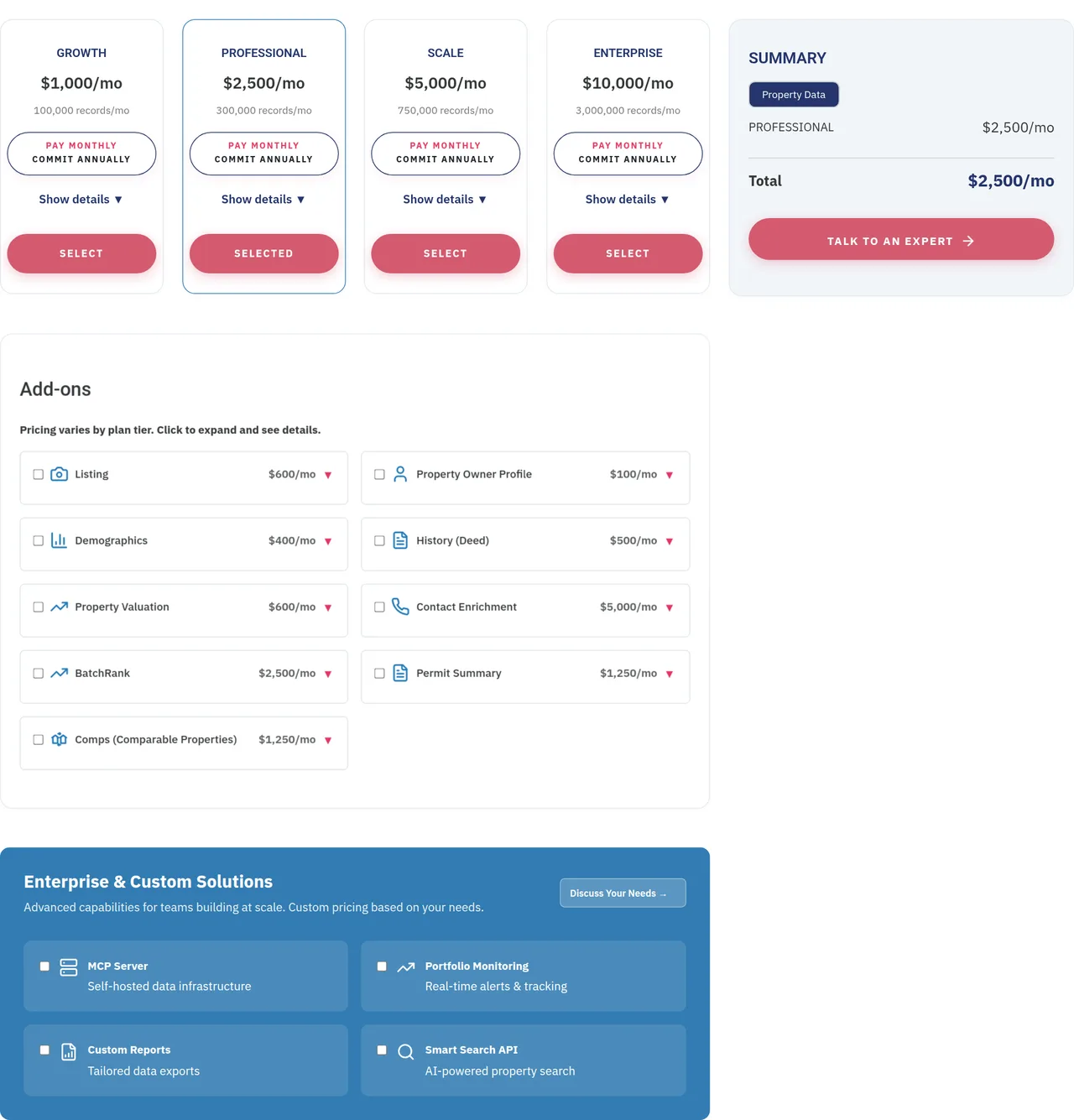 BatchData pricing page