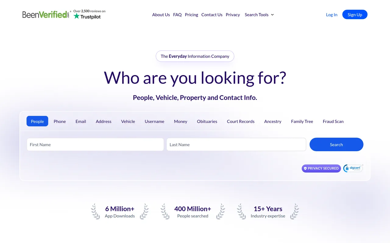 BeenVerified homepage