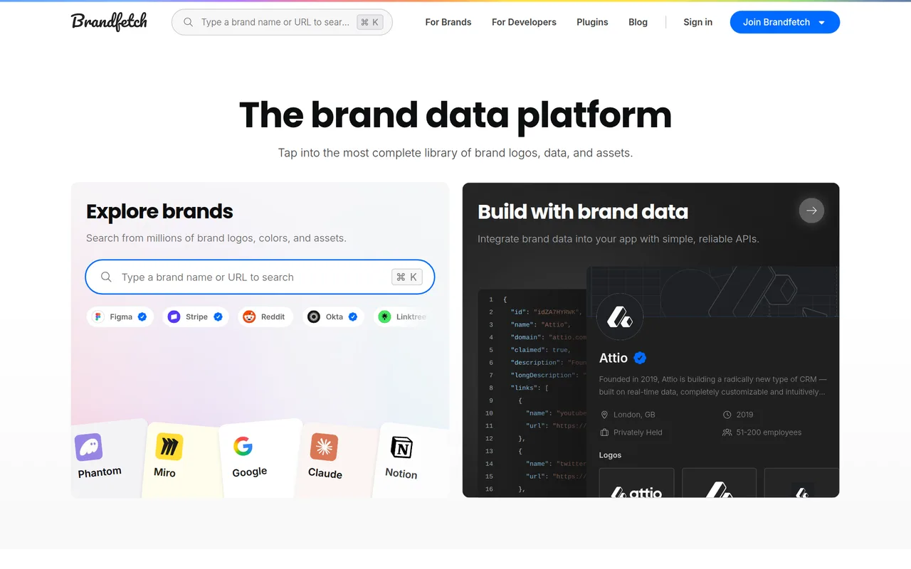 Brandfetch homepage