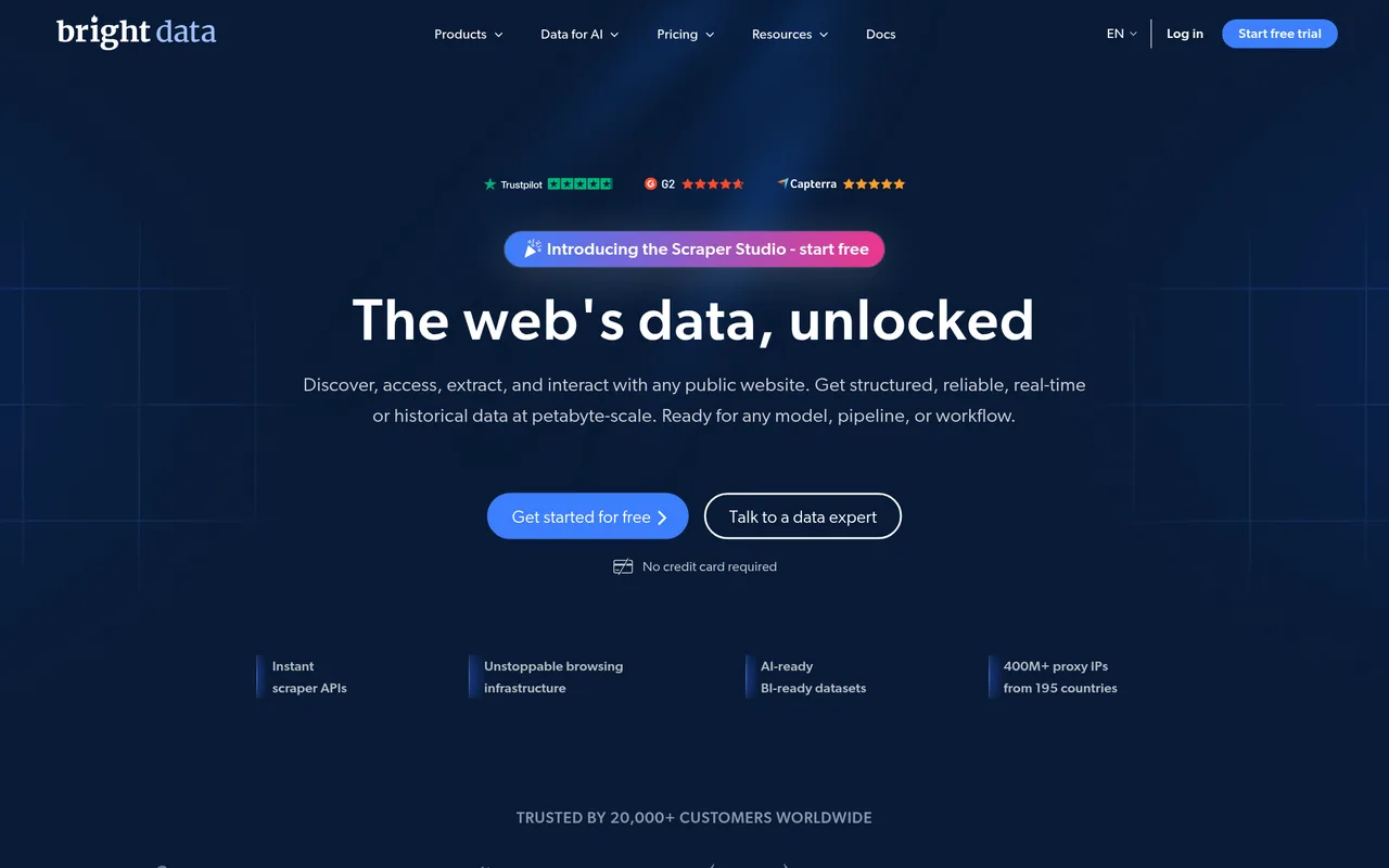 Bright Data homepage