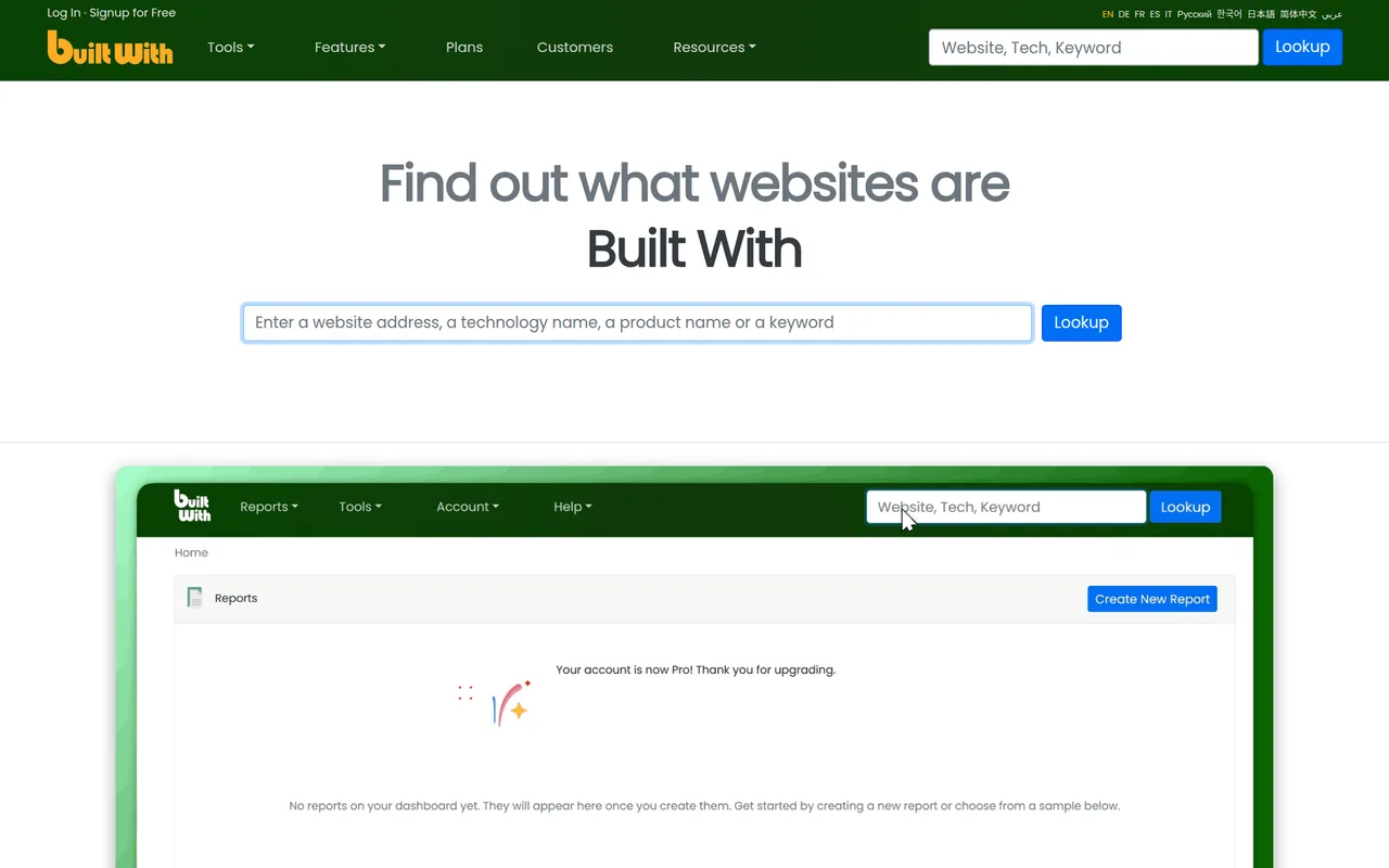 BuiltWith homepage