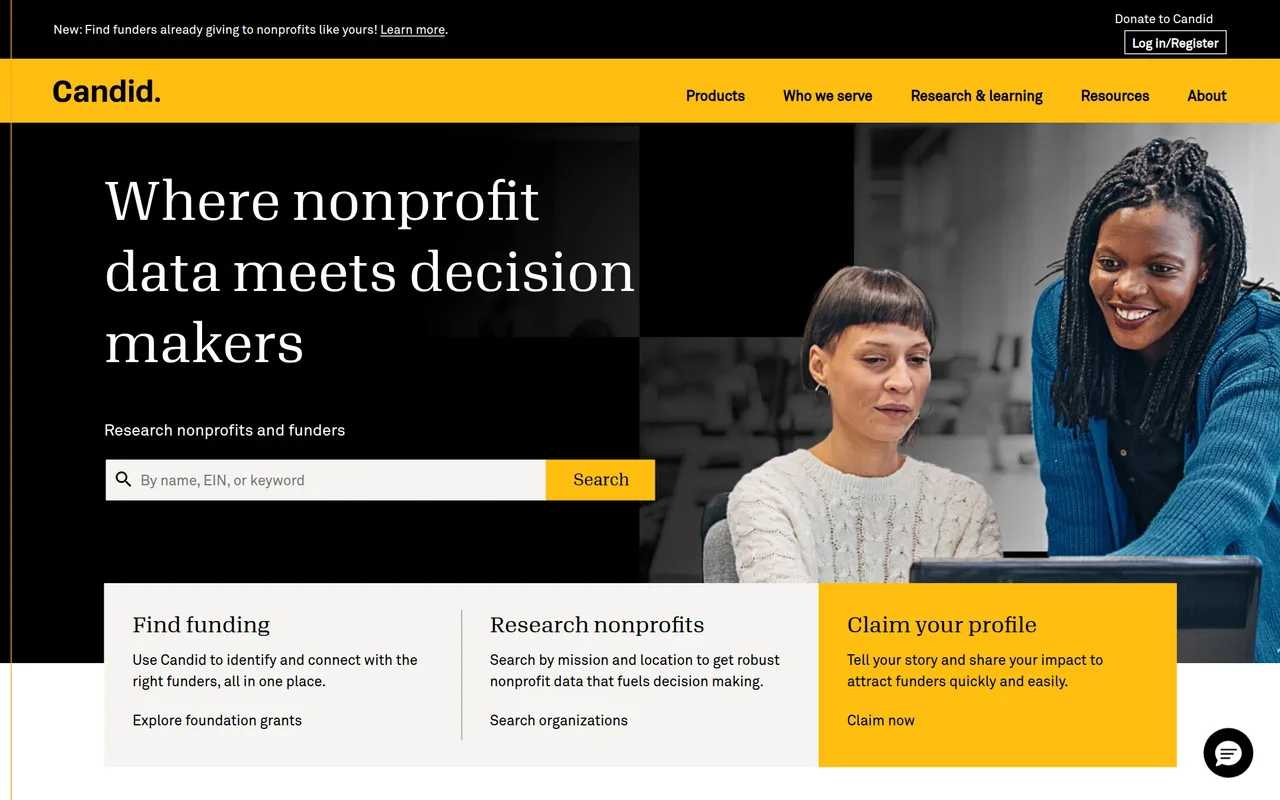 Candid homepage