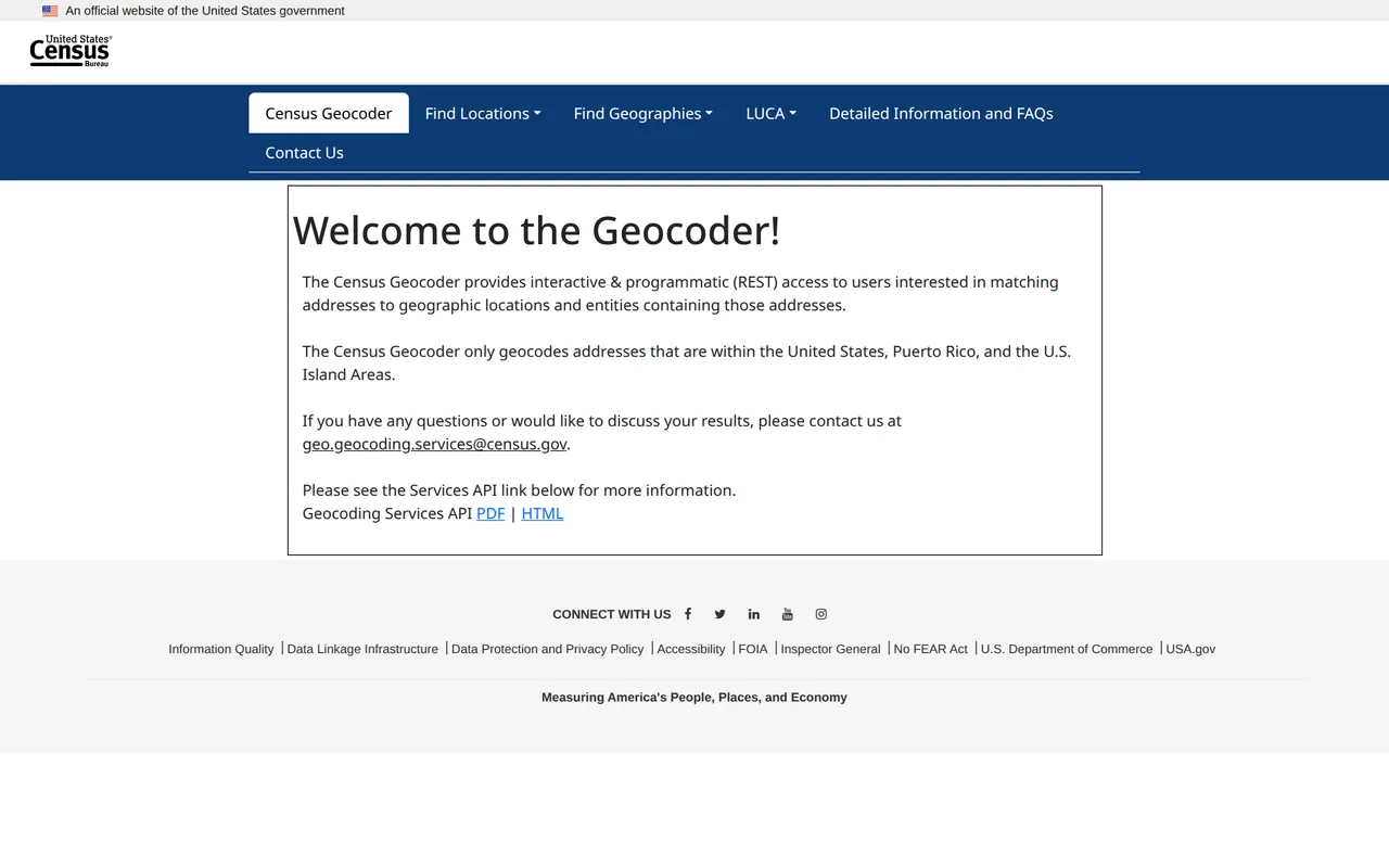 Census Geocoder homepage