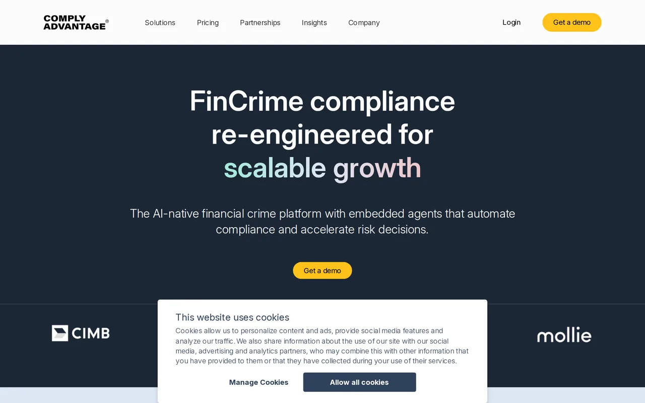 ComplyAdvantage homepage