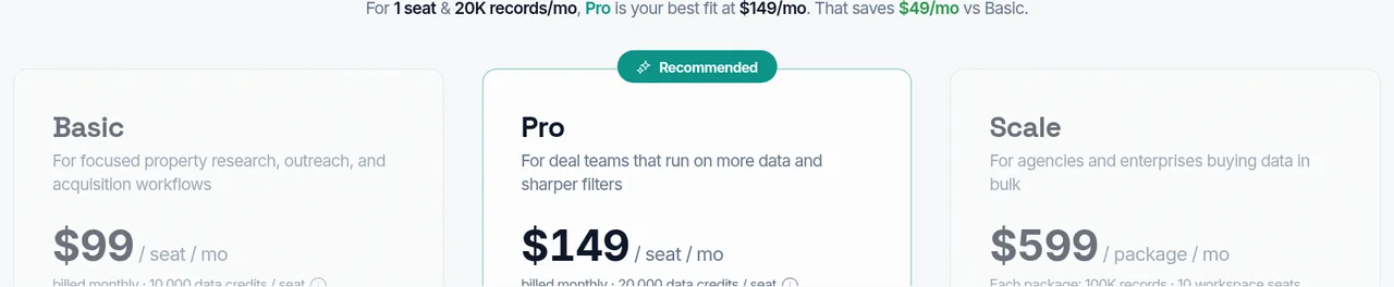 DealMachine pricing page