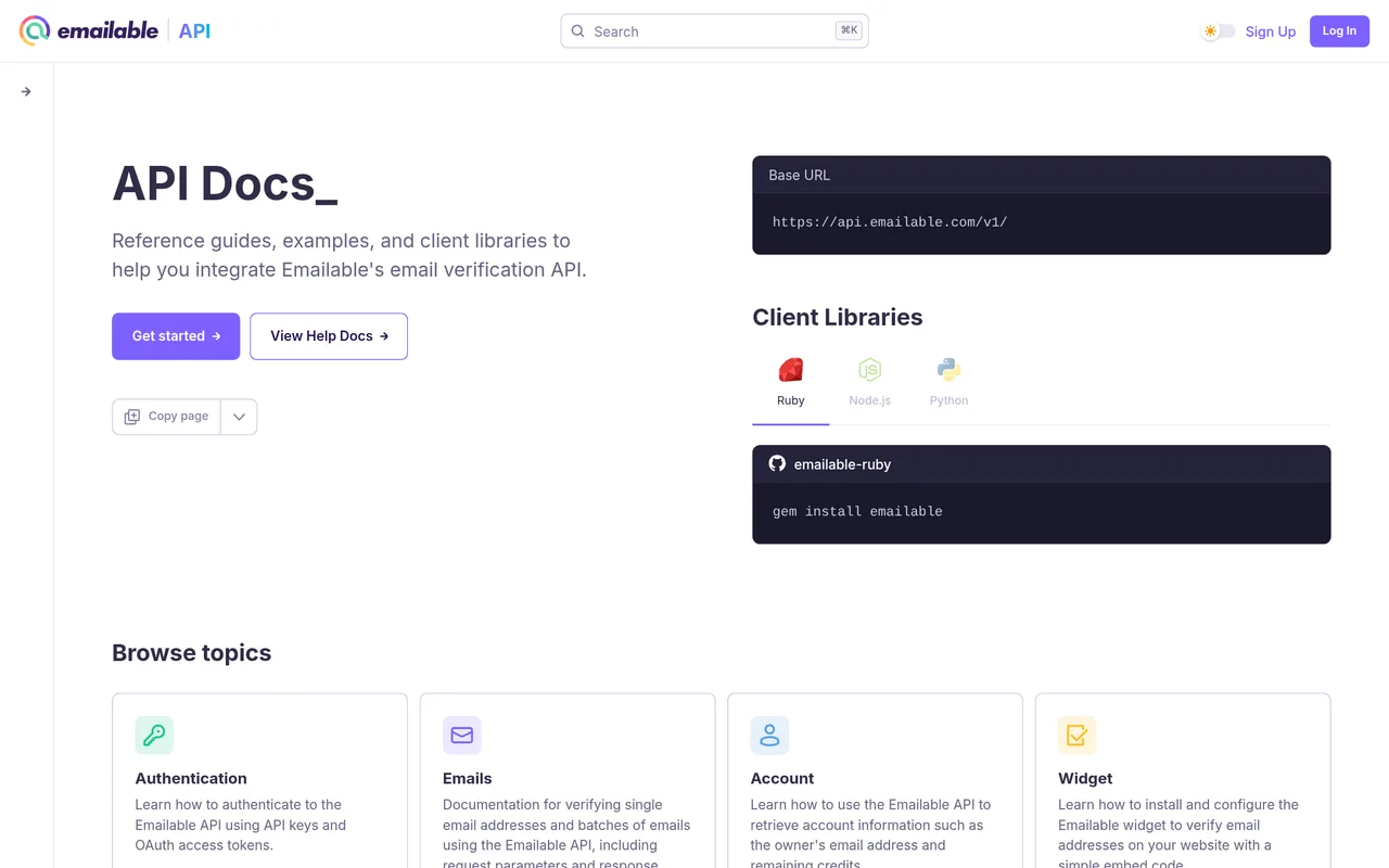 Emailable api reference