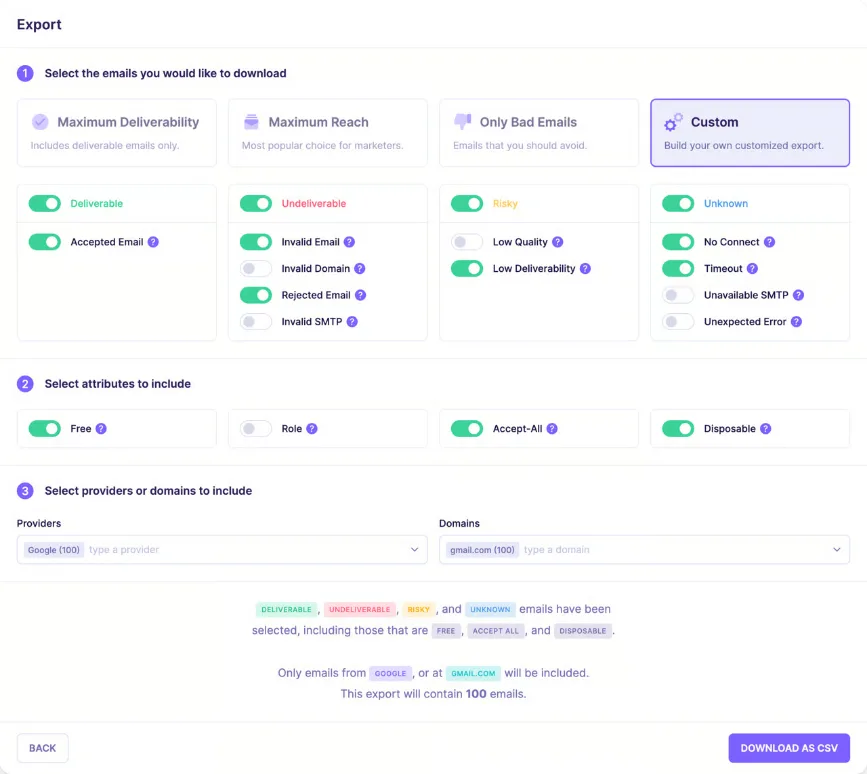 Emailable product interface