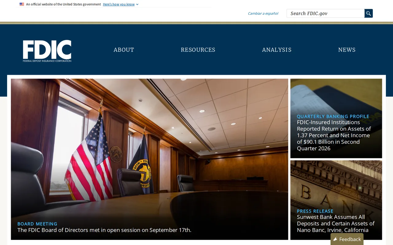 FDIC homepage