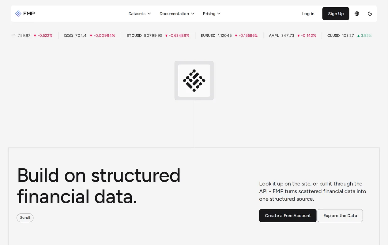 Financial Modeling Prep homepage