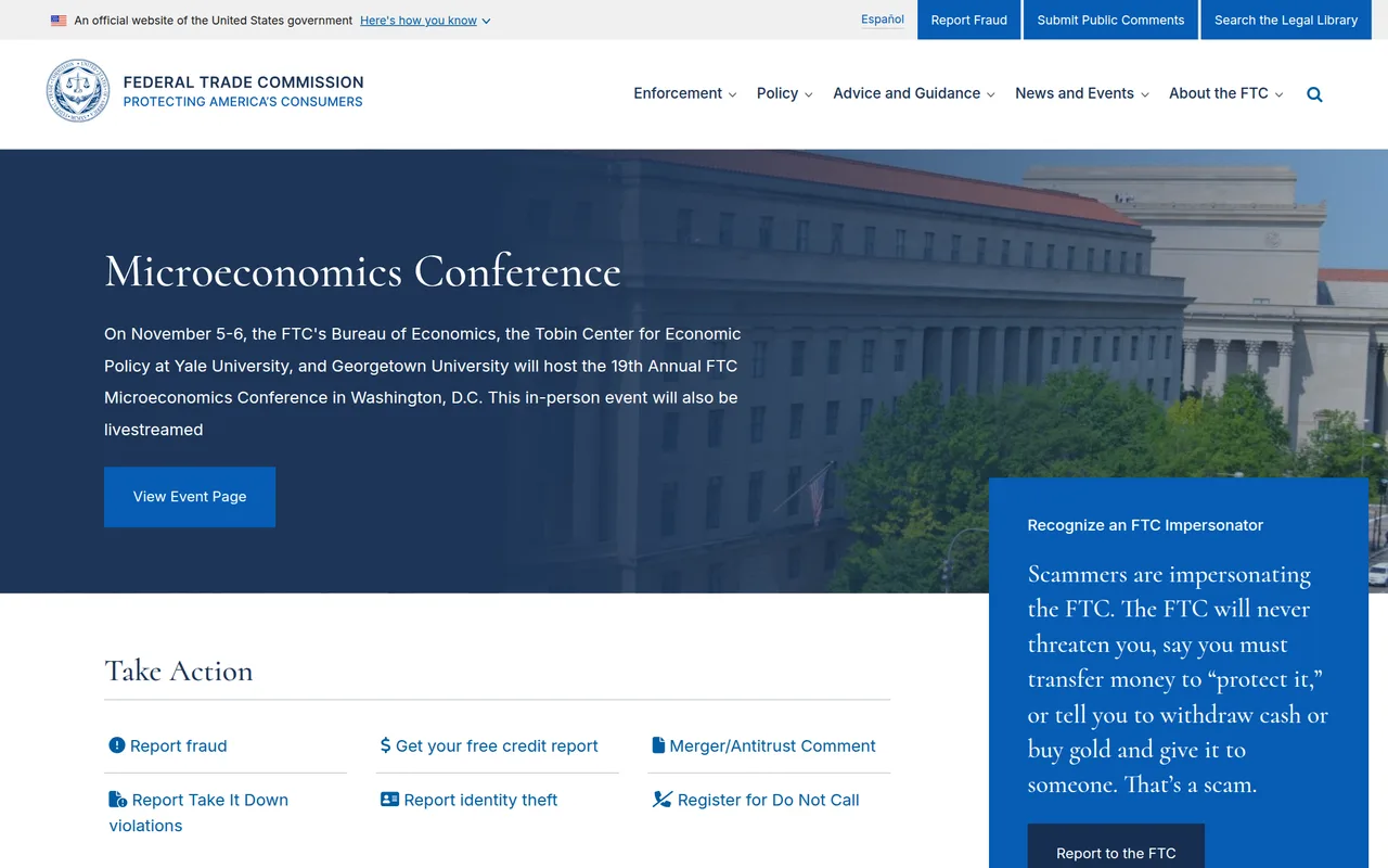FTC homepage