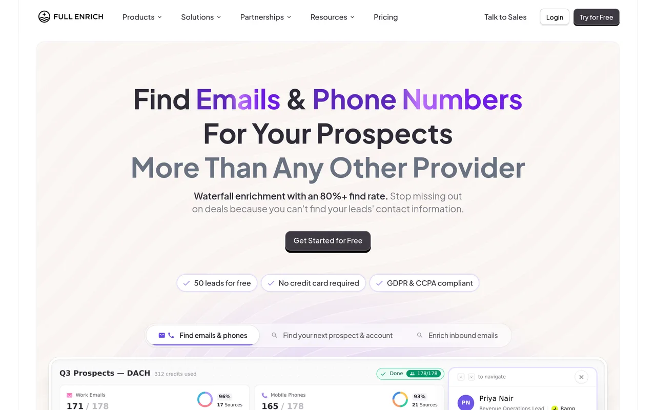 FullEnrich homepage