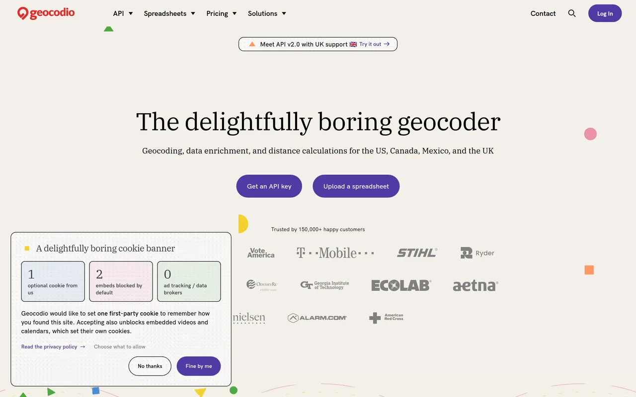 Geocodio homepage