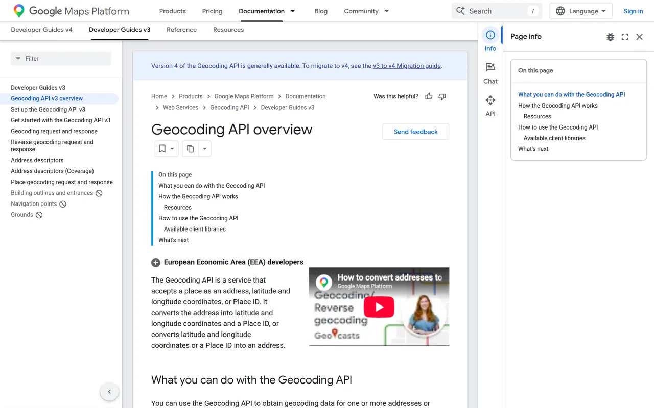 Google Geocoding API homepage