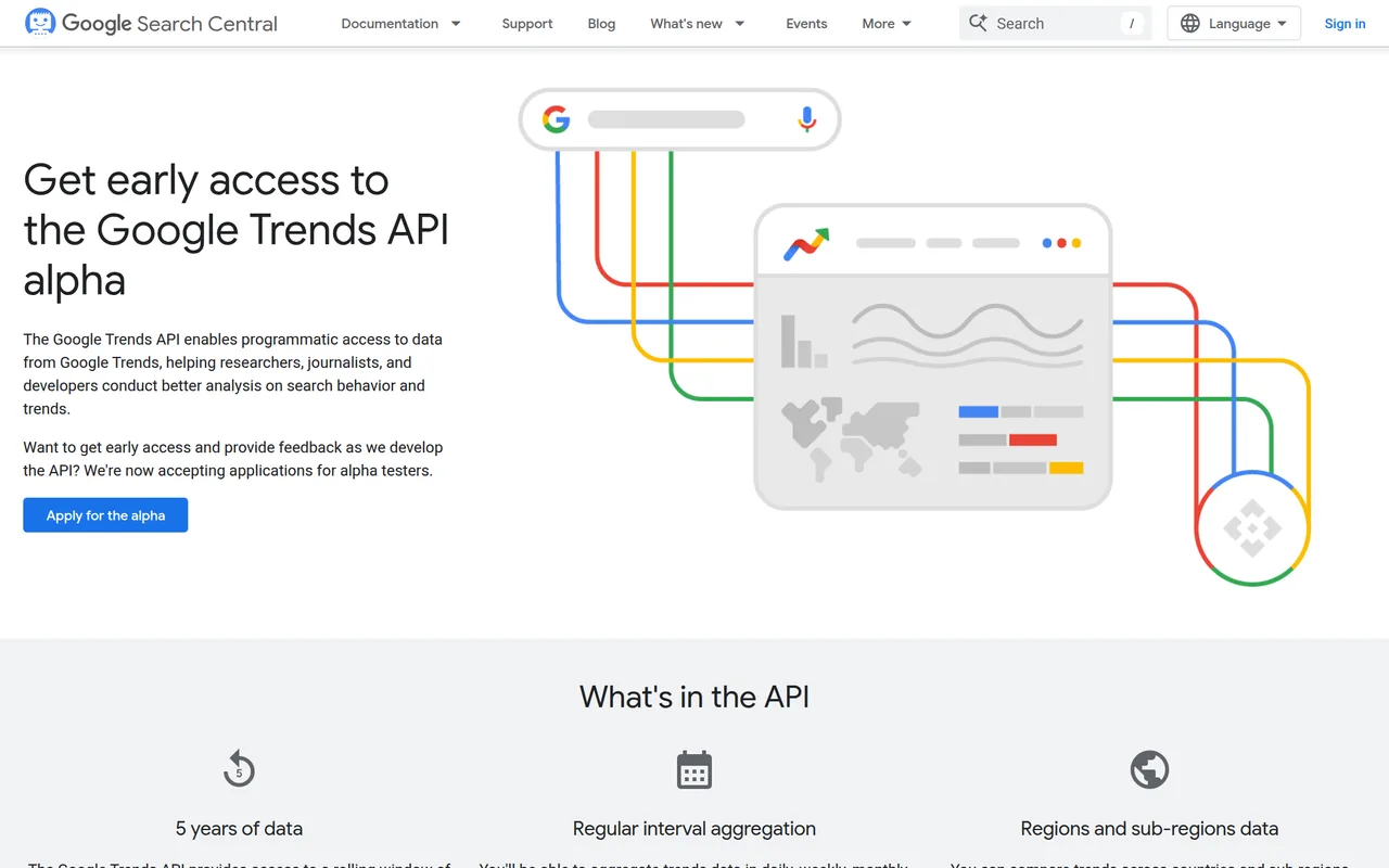 Google Trends API homepage