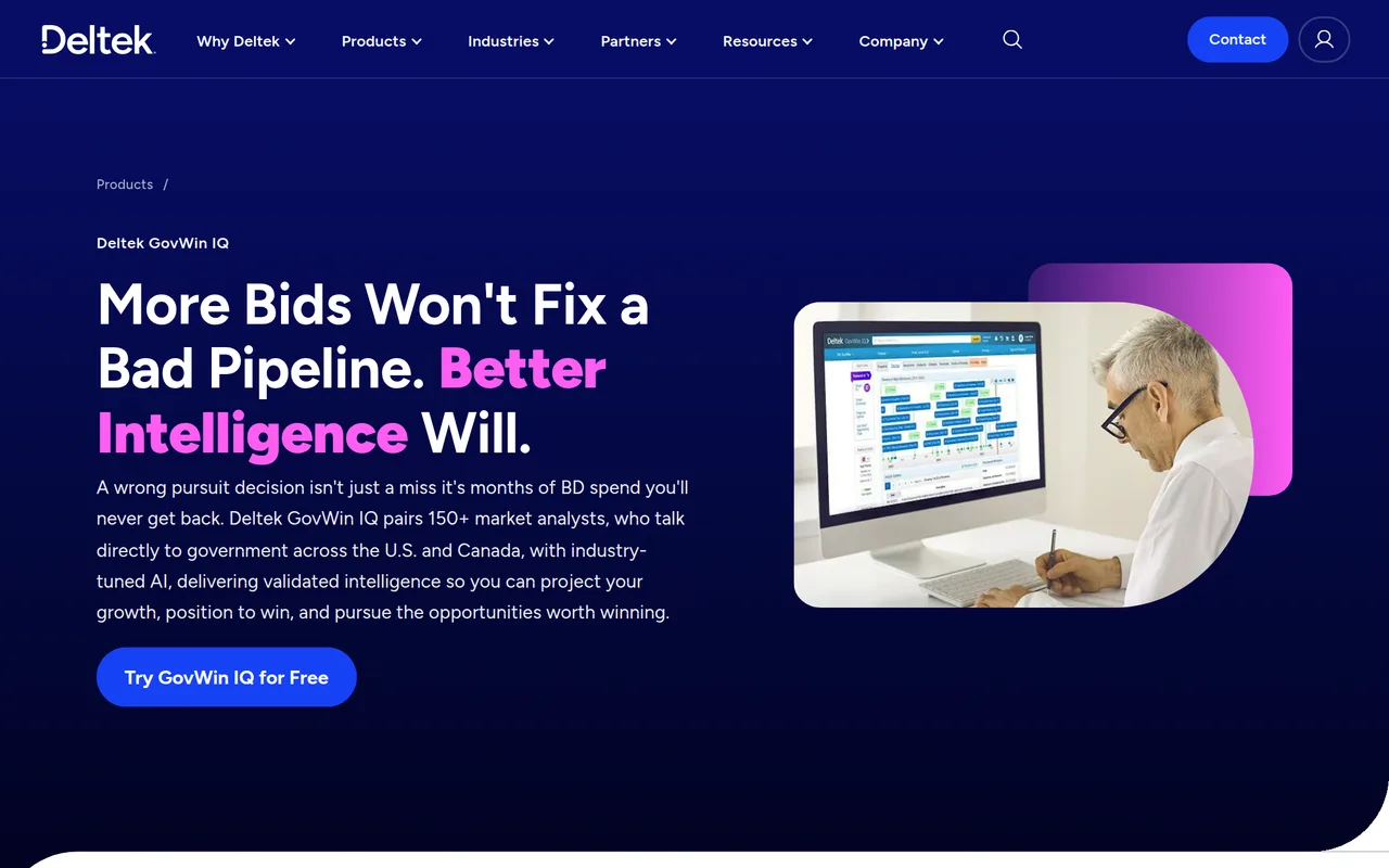 GovWin IQ homepage
