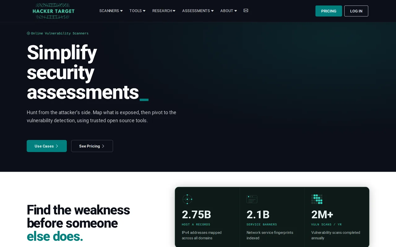 HackerTarget homepage