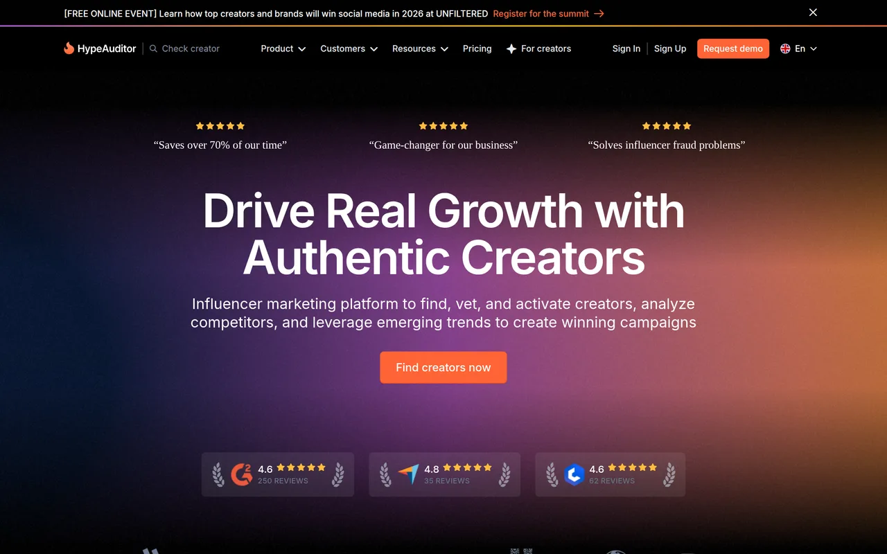 HypeAuditor homepage