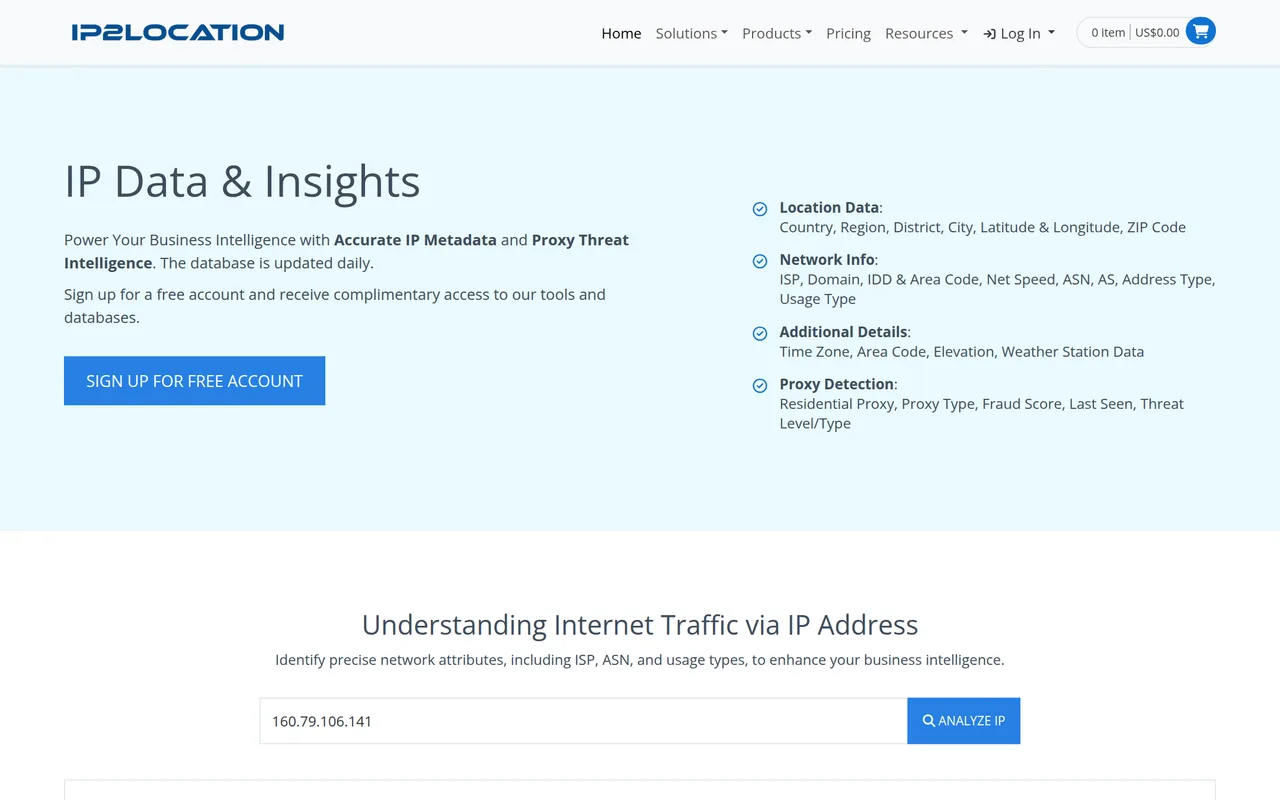 IP2Location homepage