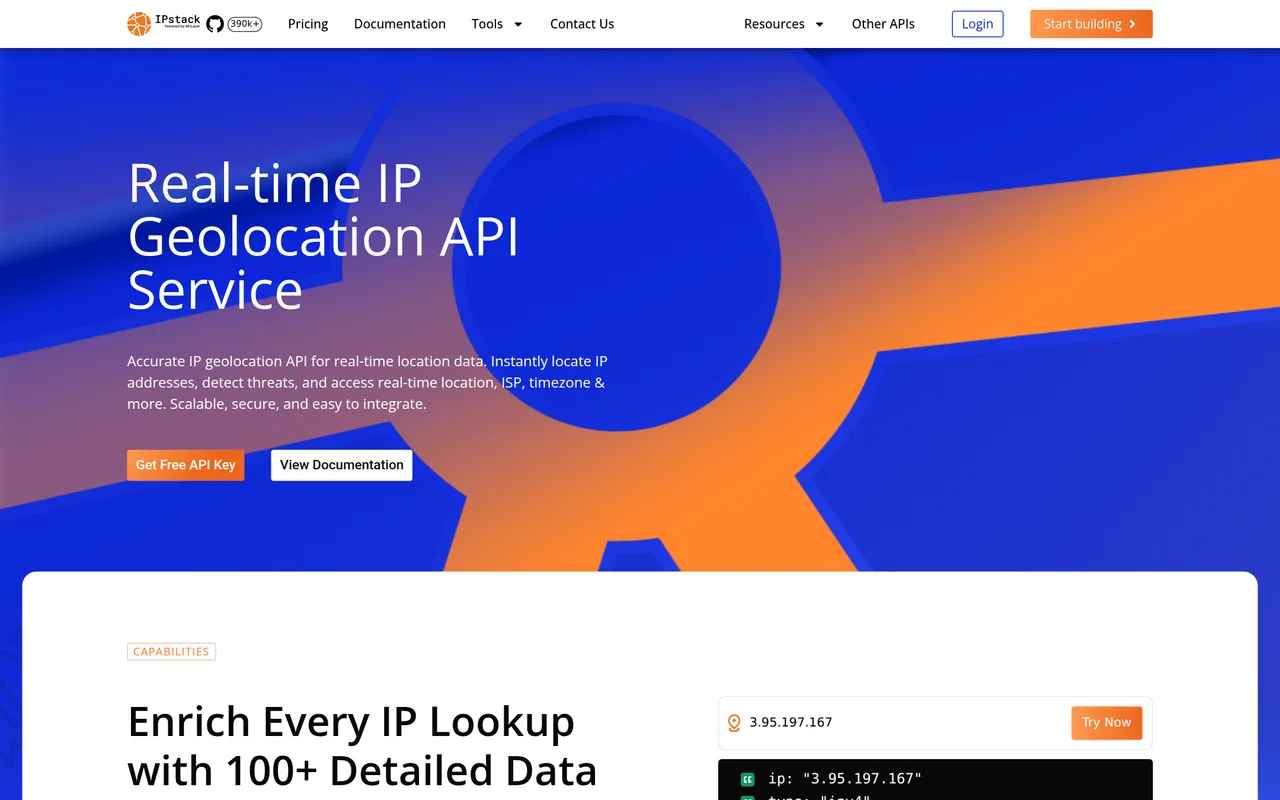 ipstack homepage