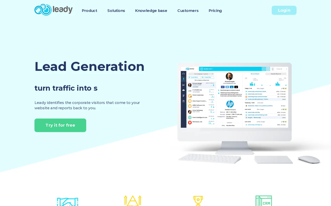 Leady homepage