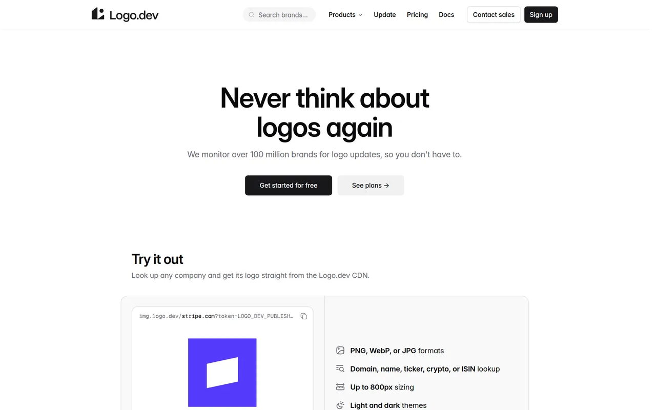Logo.dev homepage