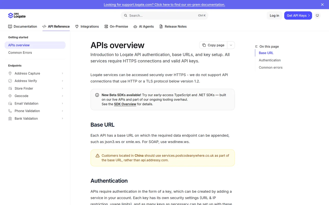 Loqate api reference