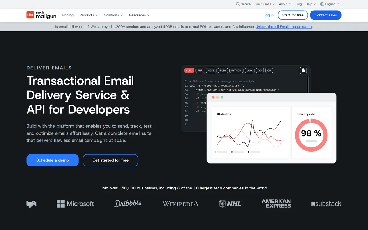 Mailgun homepage