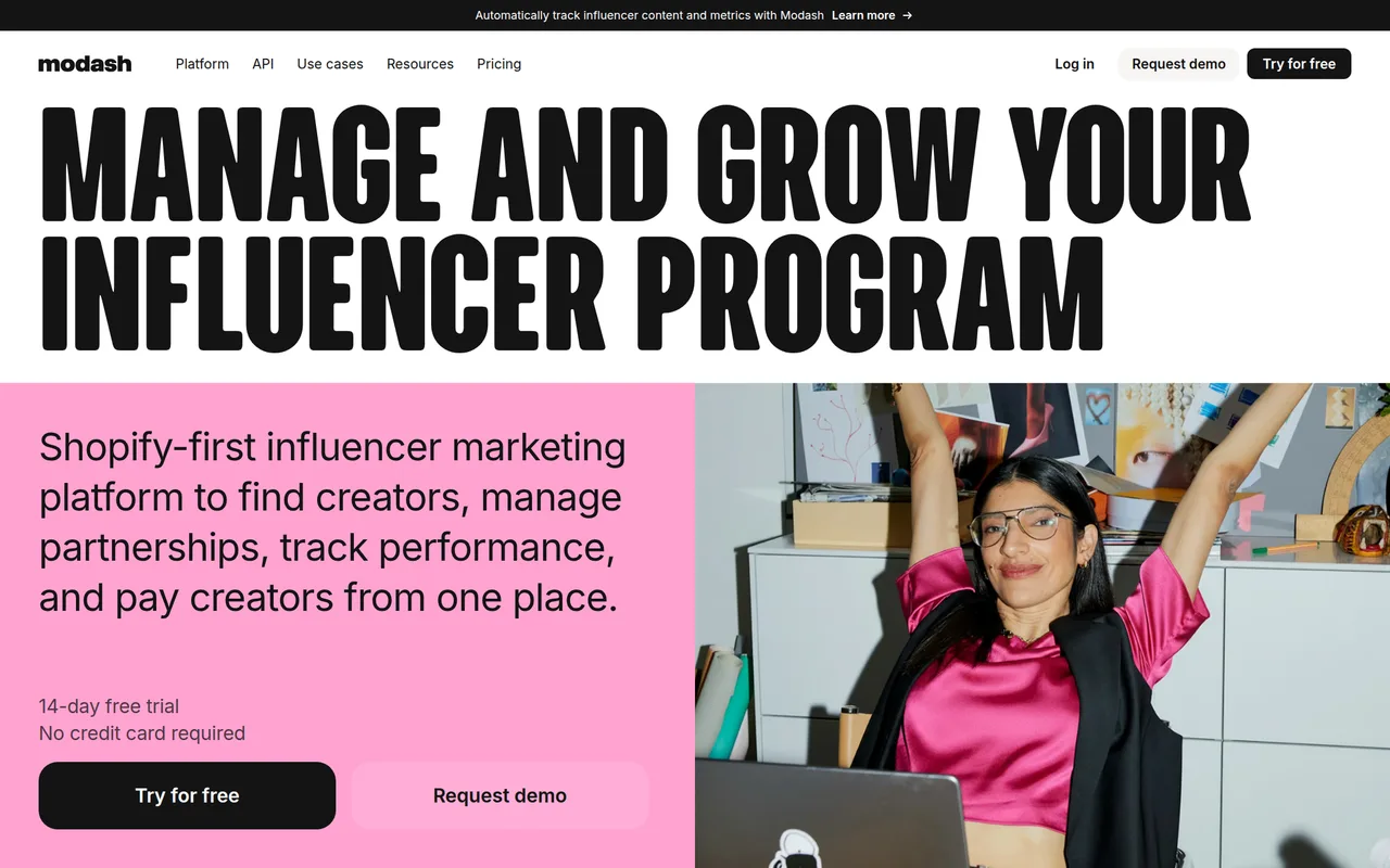 Modash homepage