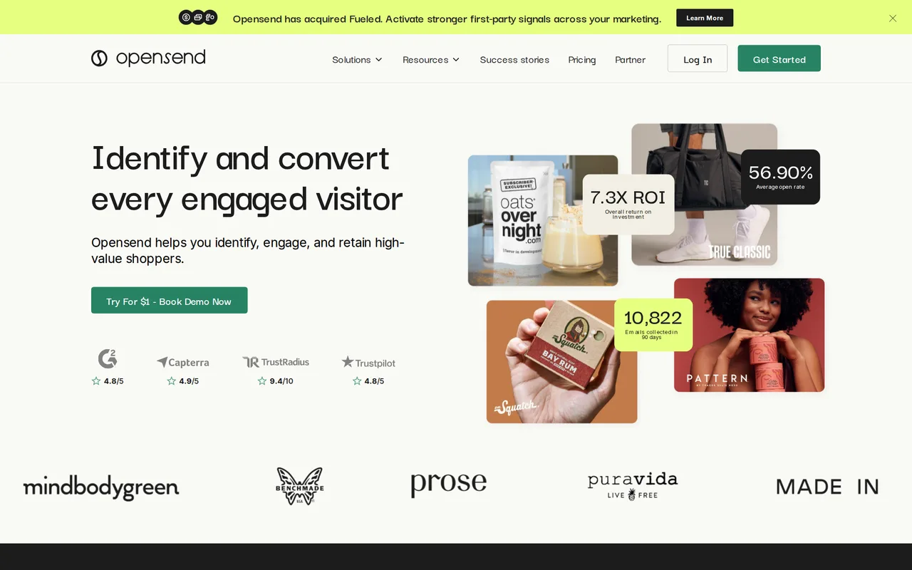 Opensend homepage