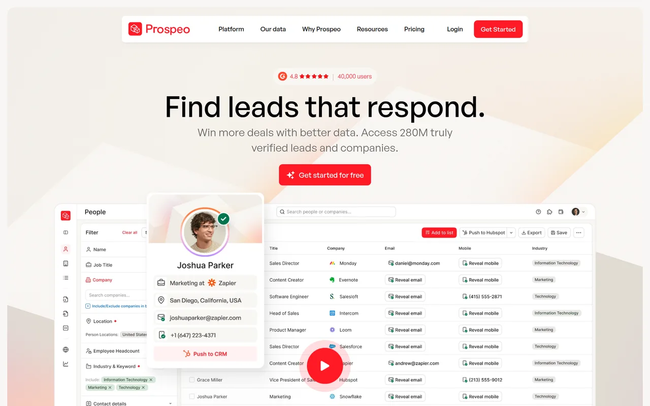 Prospeo homepage