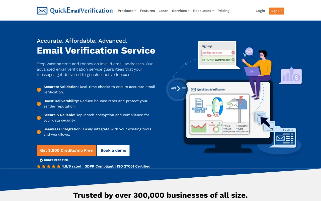 QuickEmailVerification homepage
