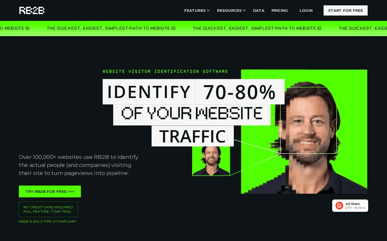 RB2B homepage