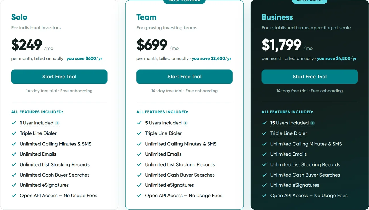 REsimpli pricing page