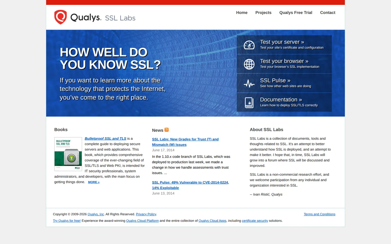 Qualys SSL Labs homepage