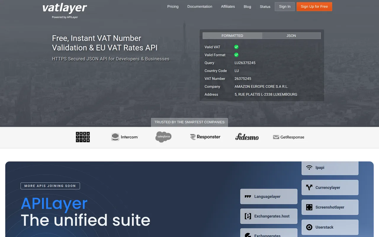 vatlayer homepage