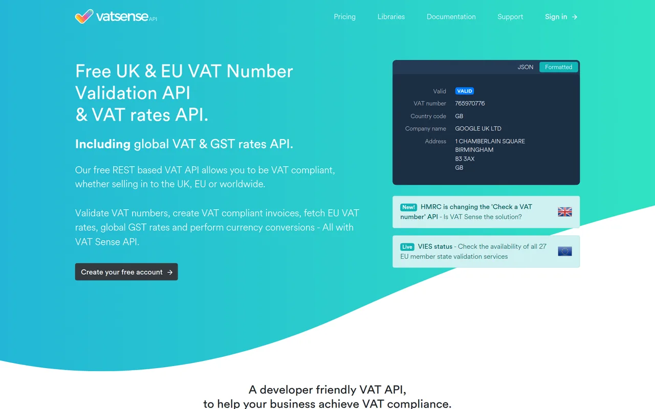VAT Sense homepage