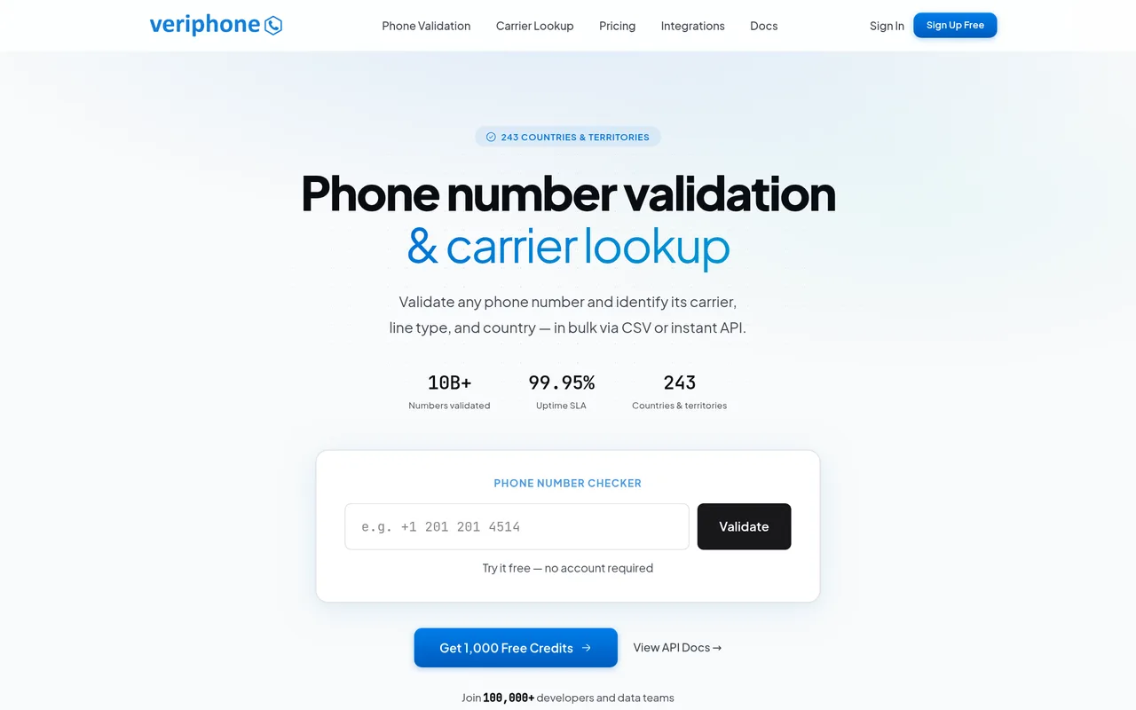 Veriphone homepage