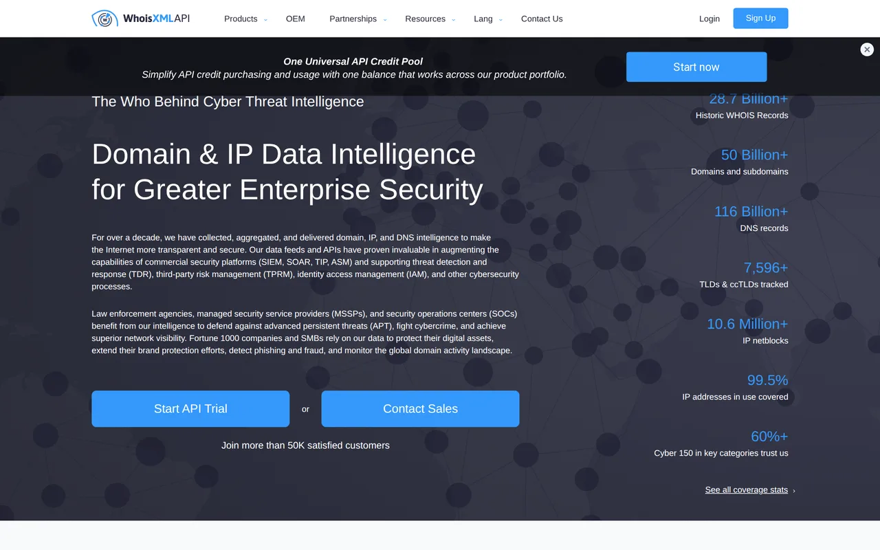 WhoisXML API homepage