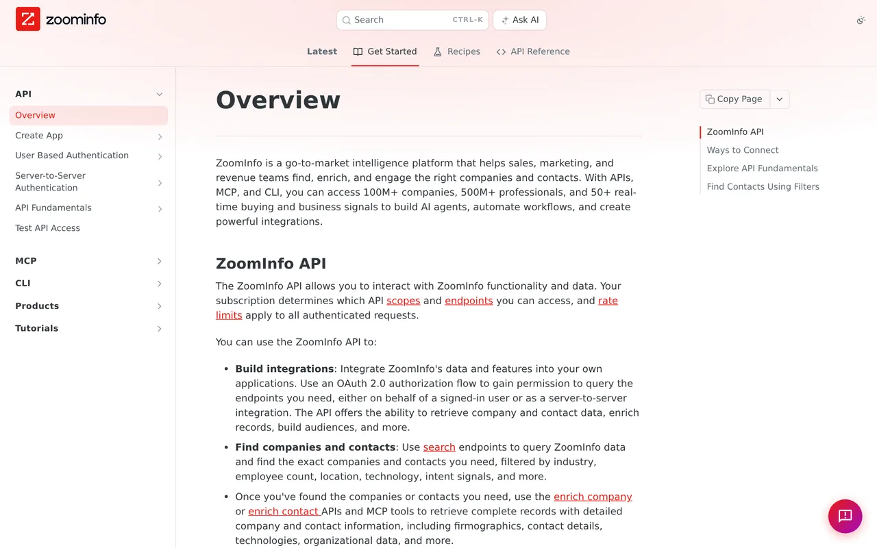 ZoomInfo api reference