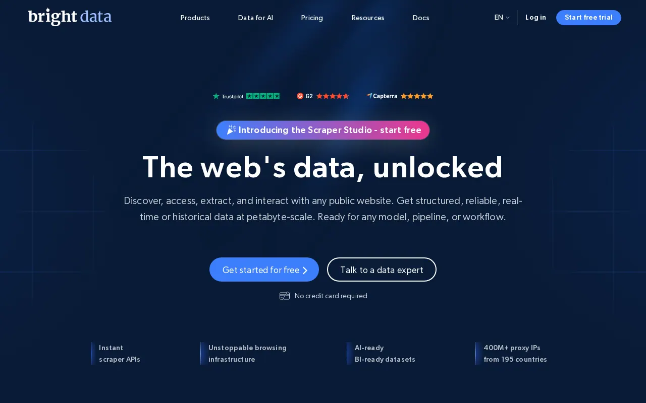Bright Data homepage