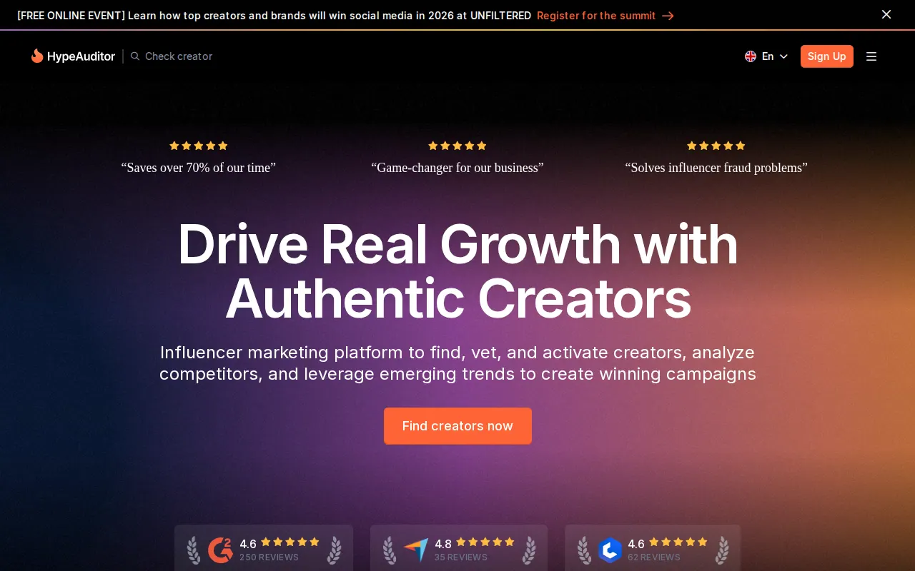 HypeAuditor homepage